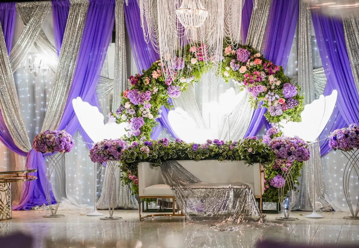 Lavender stage with illuminated wings